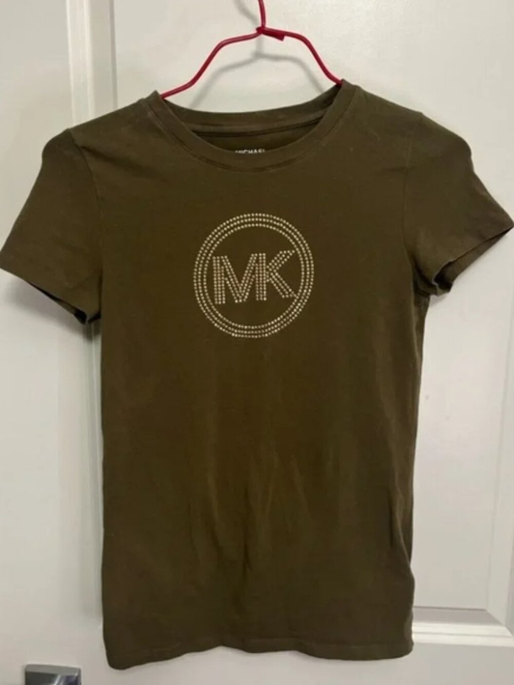 Michael Kors Women's Dark Olive with Logo Tee, size XS